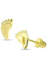 handsome first feet yellow gold baby earrings